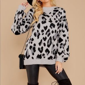 Red dress boutique cheetah sweater